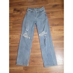 Wild‎ Fable Highest Rise Mom Jeans Women's Size 4 Blue Medium Wash Distressed